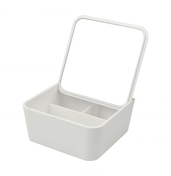 Square single side Table compact mirror with storage box