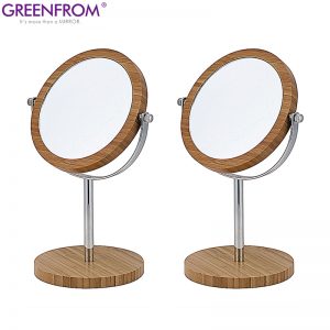 7 inch metal bamboo table desktop makeup mirror
