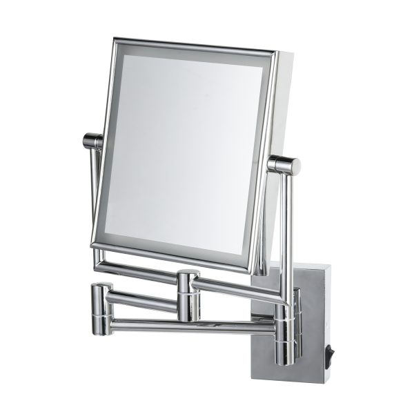 Wall Mount Hotel Square Magnifying Mirror With Led Light